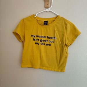 Yellow “My Mental Health” cropped Tee